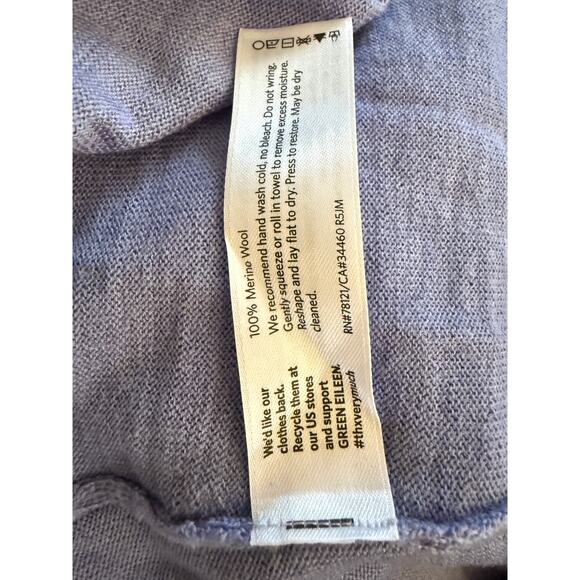Eileen Fisher 100% Merino Wool Turtleneck Tunic Sweater Women’s M Blue - Picture 5 of 6